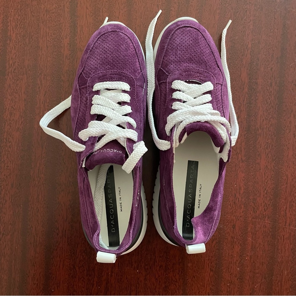 D’acquasparta Firenze Women’s Purple Suede Leather Sneakers Made in Italy - Picture 3 of 10
